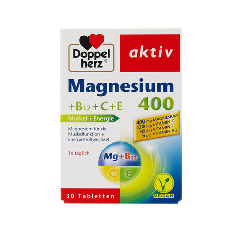 Doppelherz - Double Heart Magnesium 400 + B12 + C + E - 30 Tablets