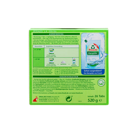 Frosch - Dishwasher Tabs - Lime - 26 Tablets