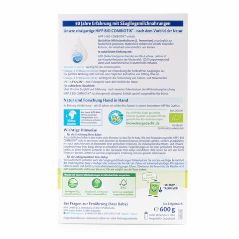 HiPP Combiotic Stage 3 Infant Milk Formula - 600g ( 12 Boxes )