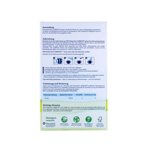 HiPP Combiotic Kindermilch 1+ Baby Formula - 600g (8 boxes)