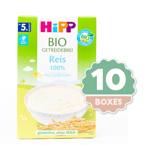 HiPP Organic Cereal - 100% Rice Porridge - 200g (10 Boxes)