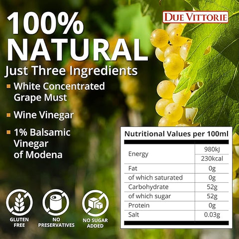 Due Vittorie Dolceto White Condiment Balsamic Vinegar Dressing - 8.45fl oz / 250 ml