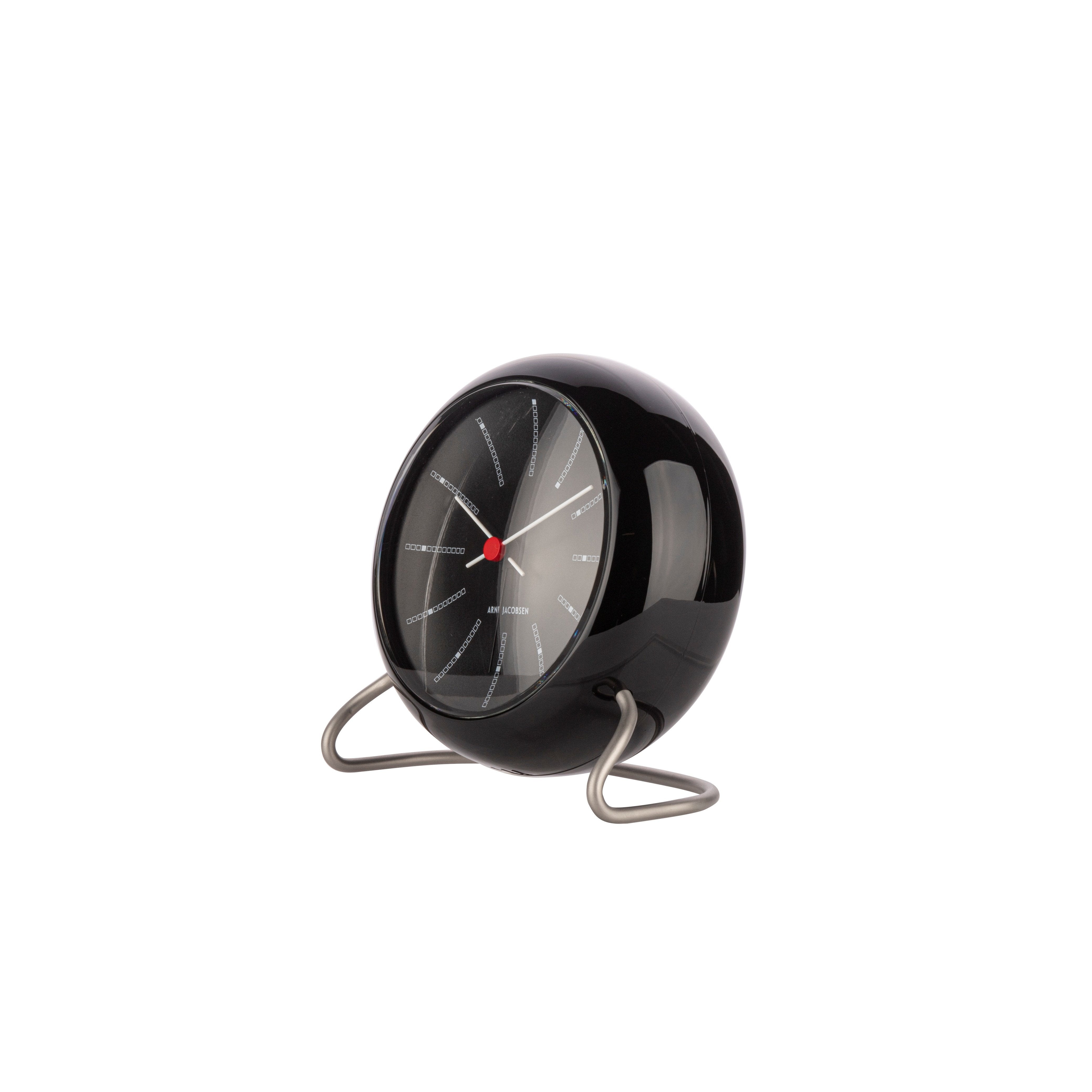 Arne Jacobsen Table Clock Bankers Black Alarm Included