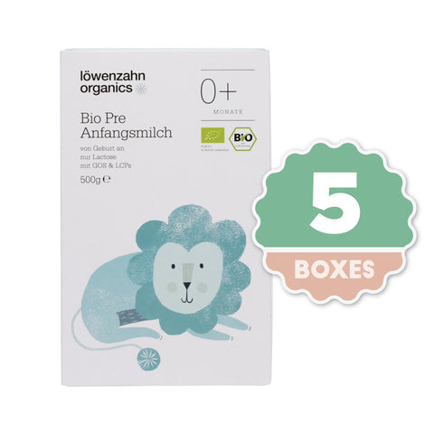 Löwenzahn Organics - Bio Pre Anfangmilch 0+ 500g ( 5 Boxes )